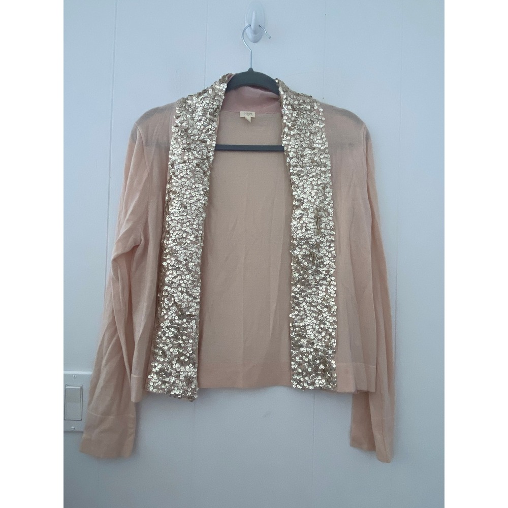 J.Crew Merino Wool Sequin Shawl Cardigan Blush Pink 31308 Womens Medium
